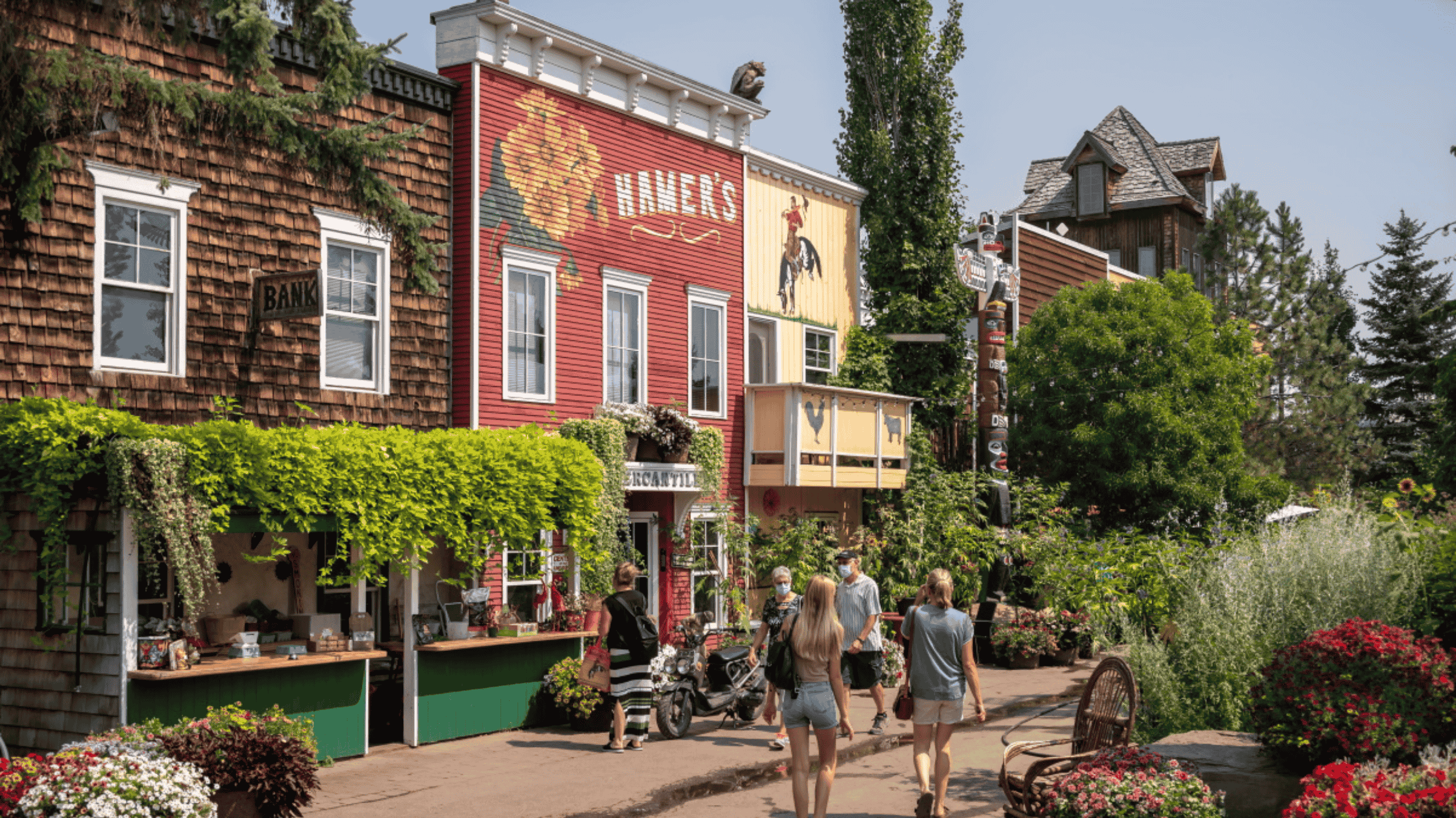 scenic Okotoks Alberta town view with residential buildings
